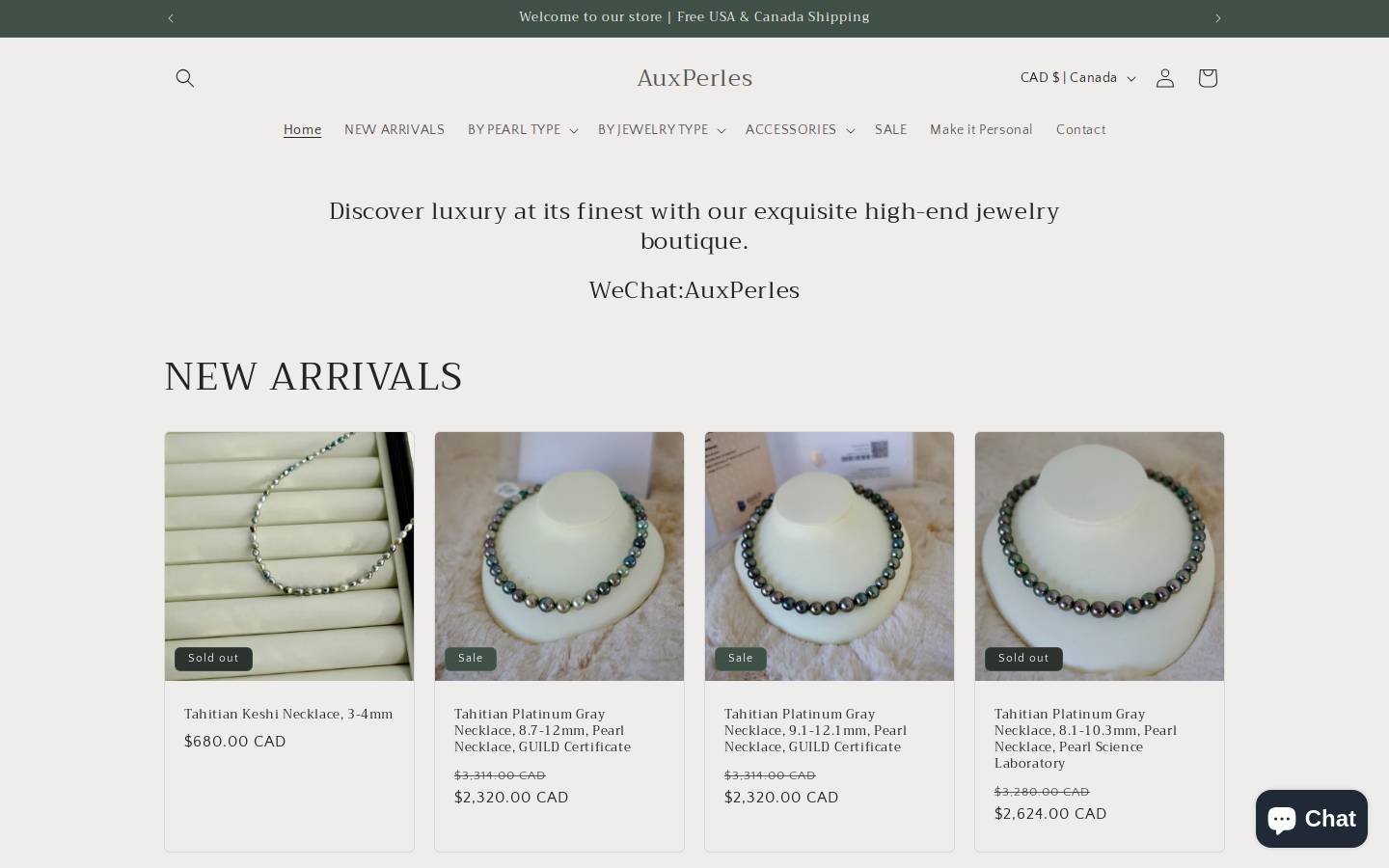auxperles.com homepage screenshot