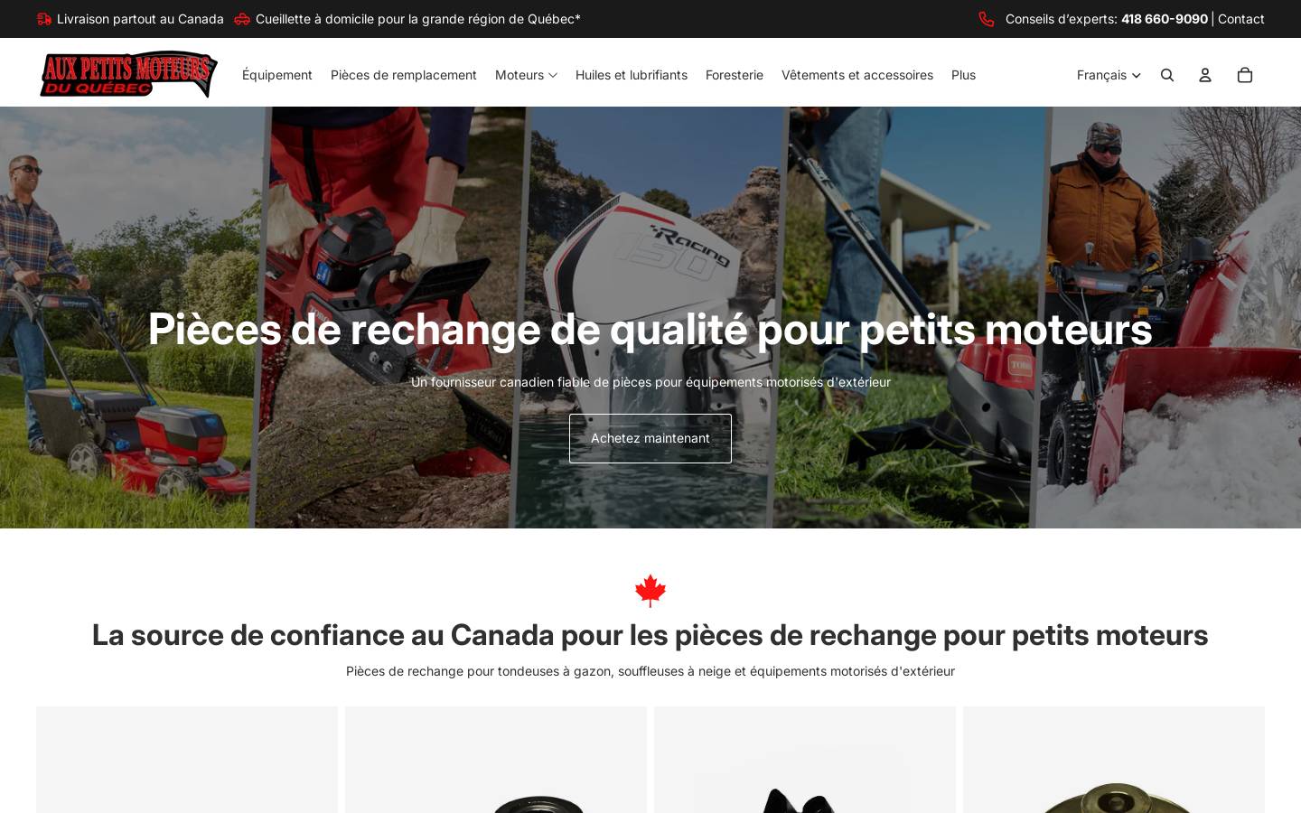 Aux Petits Moteurs du Québec homepage screenshot