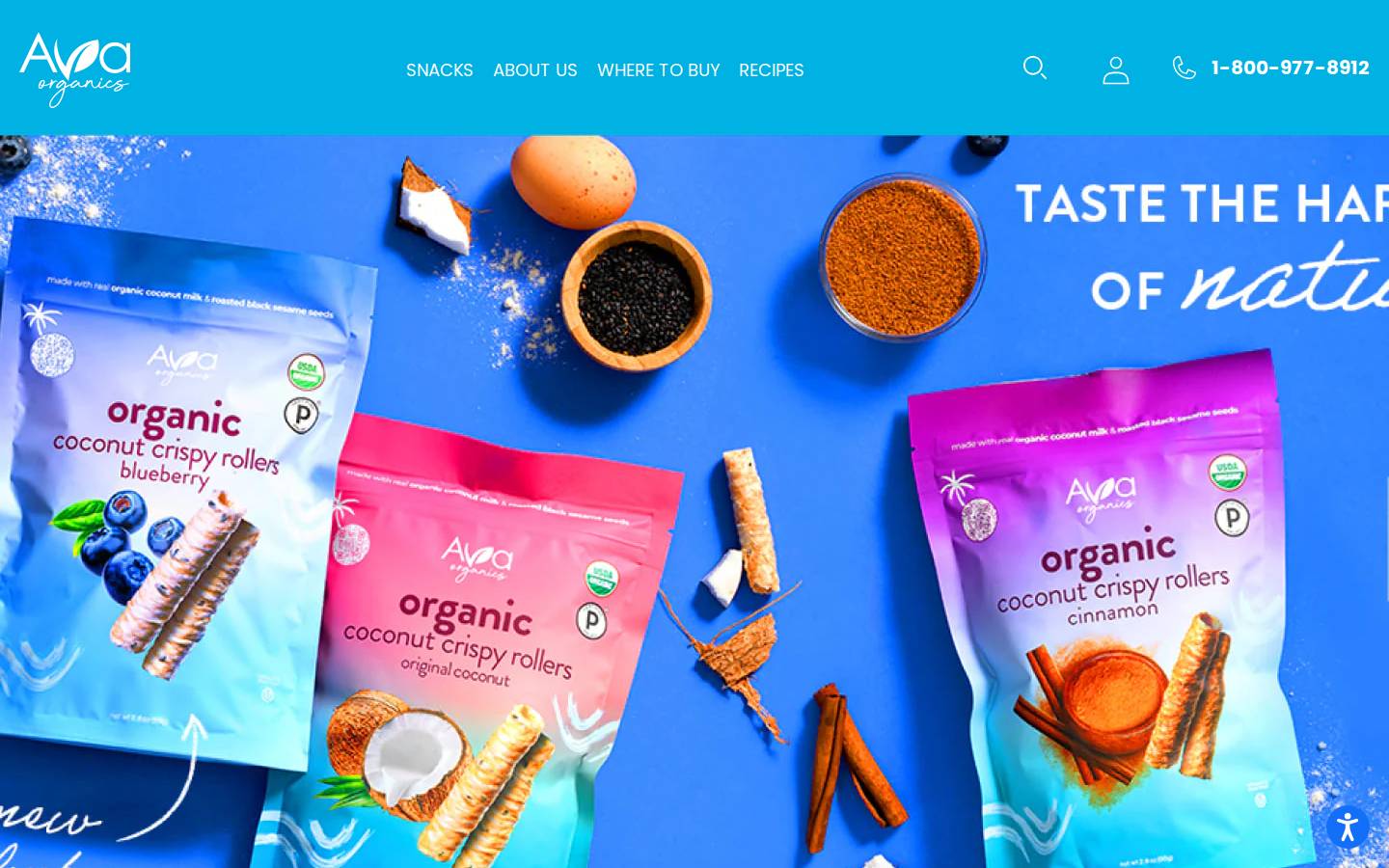 ava-organics.com homepage screenshot
