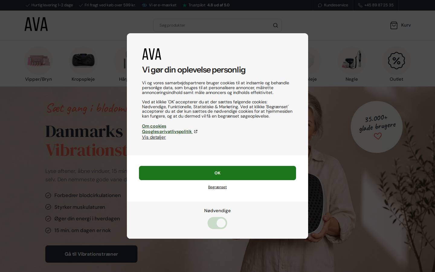 AVA Beauty homepage screenshot