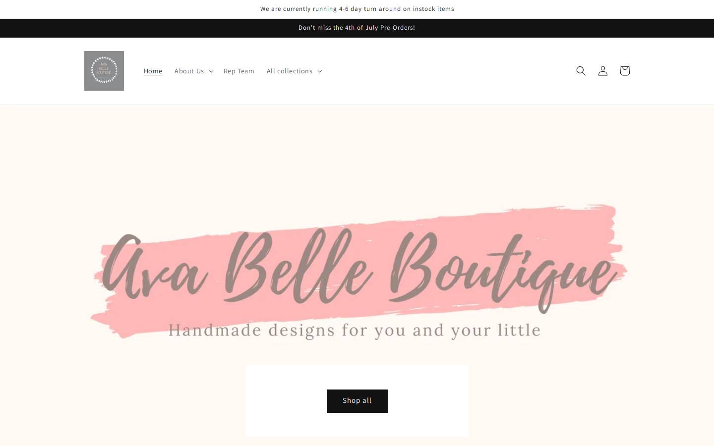 avabelleboutique.com homepage screenshot