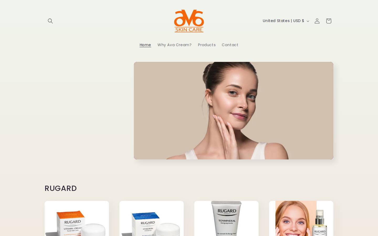 avacream.com homepage screenshot