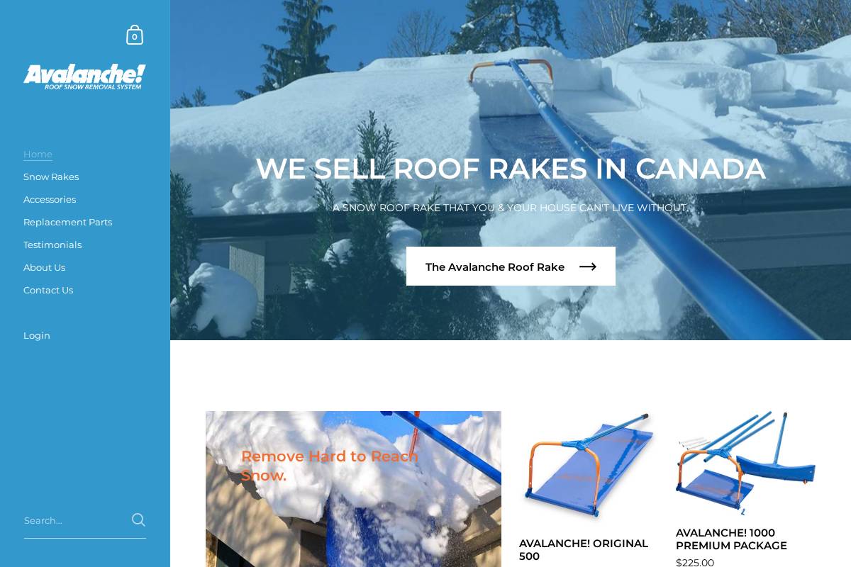 avalanche-snow.ca homepage screenshot