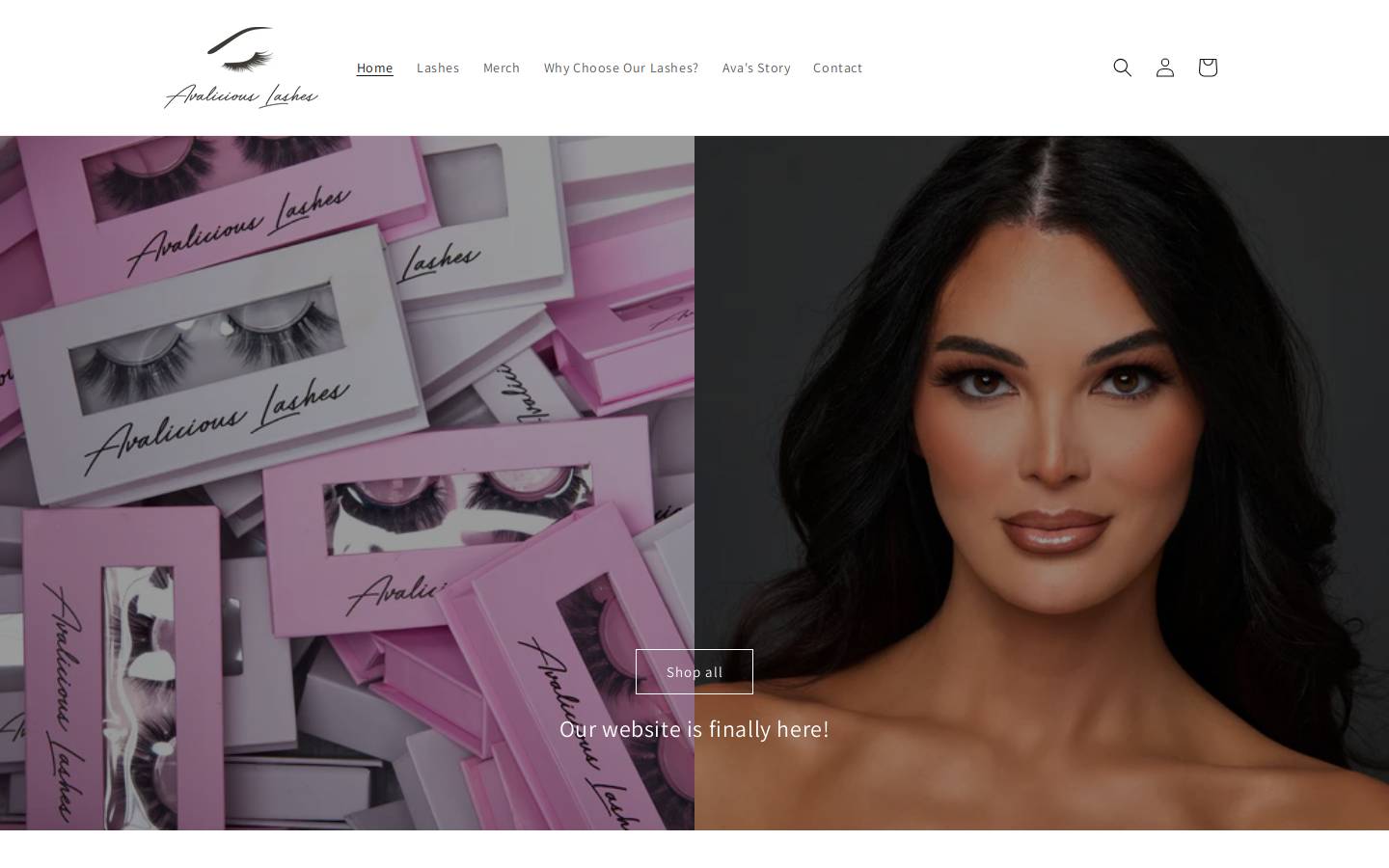 avaliciouslashes.com homepage screenshot