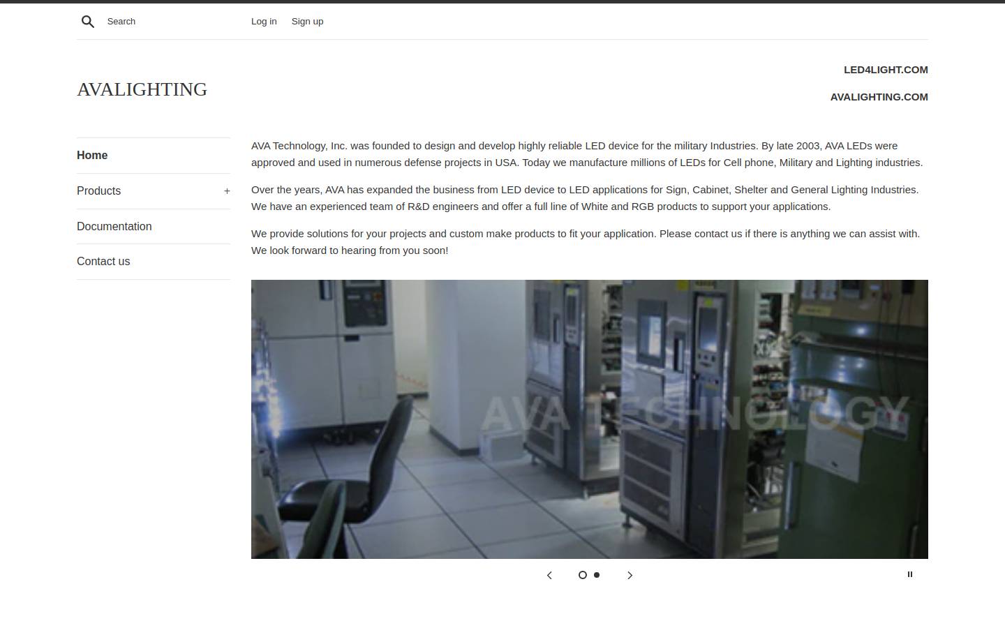 avalighting.com homepage screenshot