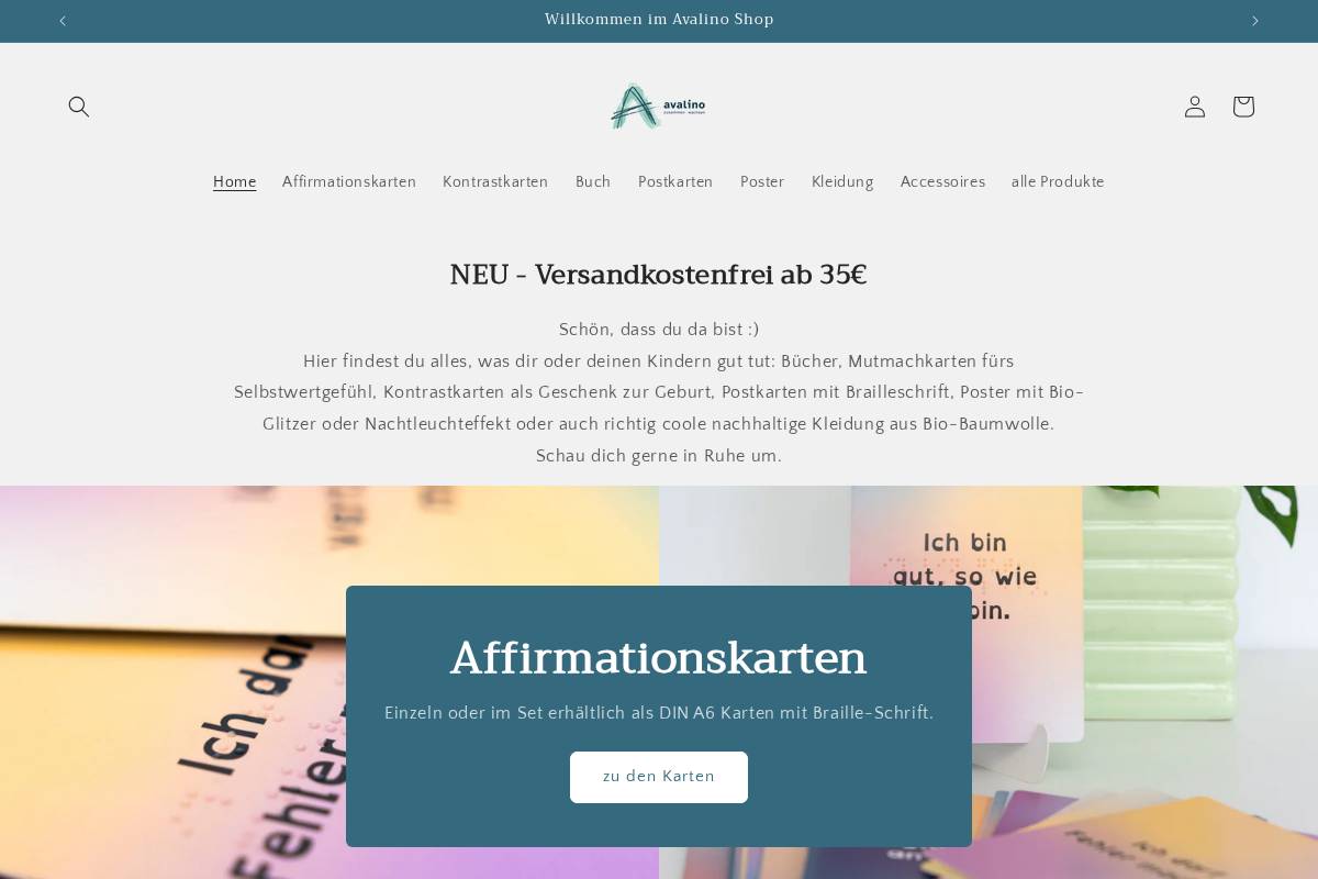 avalino.shop homepage screenshot