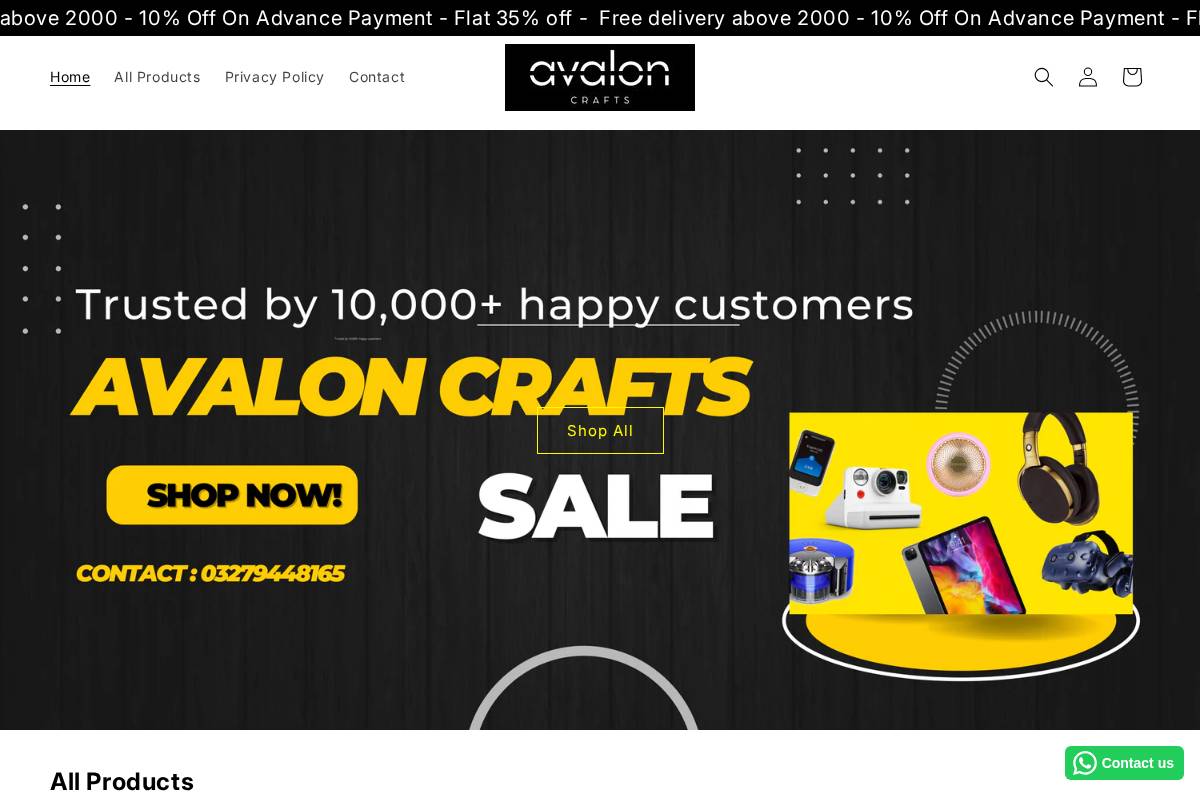 avaloncrafts.com homepage screenshot