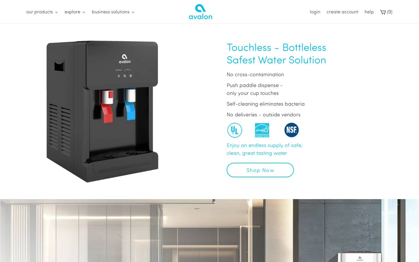 Avalonh2o homepage screenshot