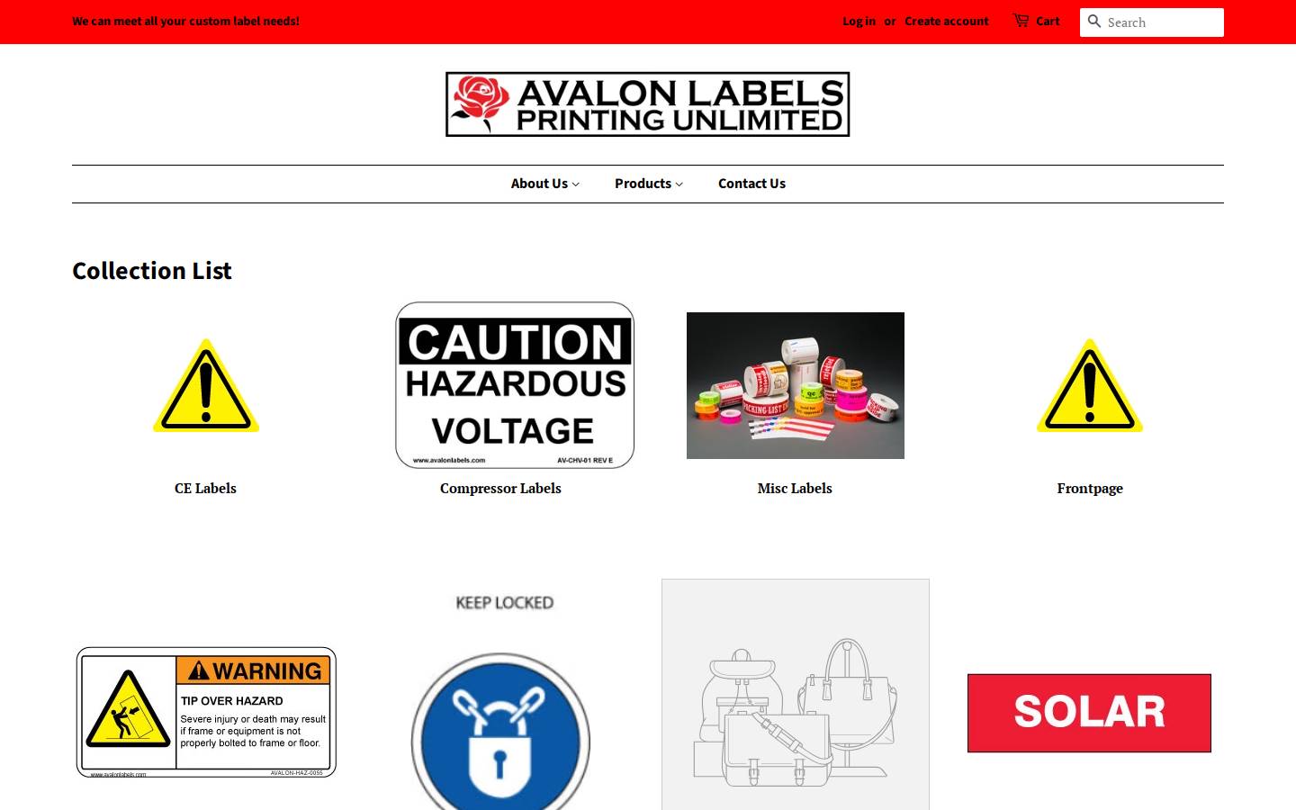 avalonlabels.com homepage screenshot