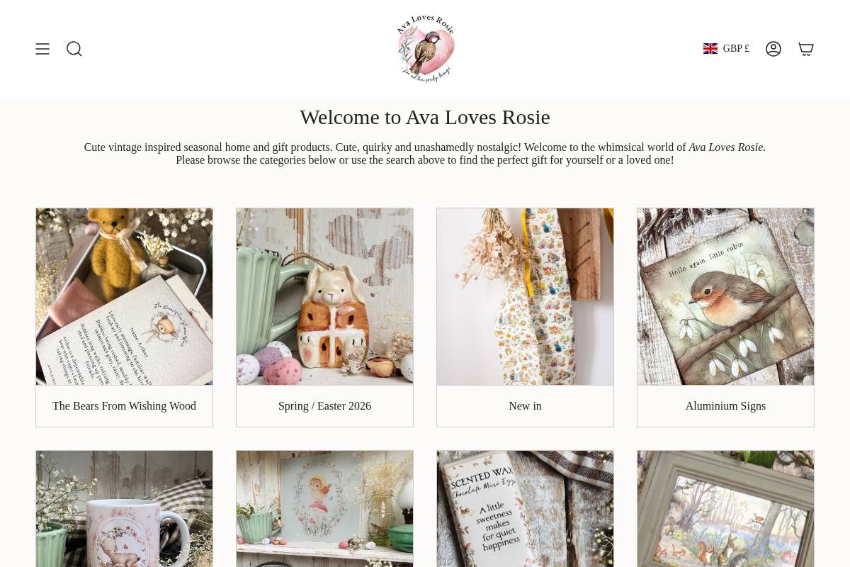 Ava Loves Rosie homepage screenshot