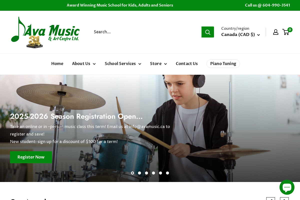 Ava Music homepage screenshot
