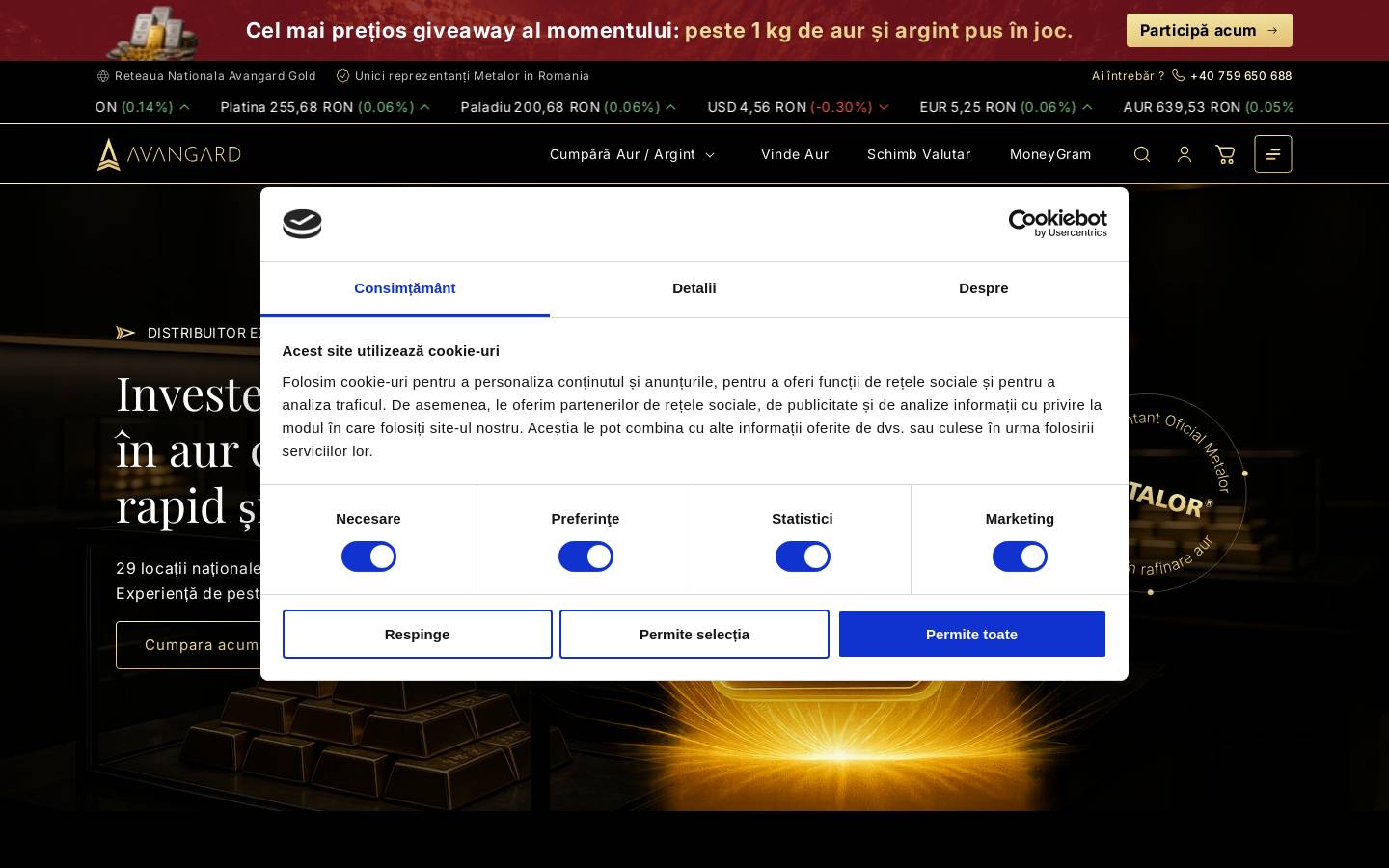 Avangardgold homepage screenshot