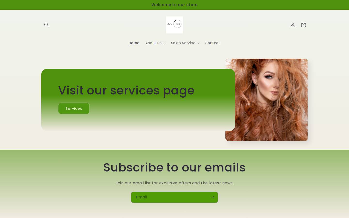 avanihair.com homepage screenshot