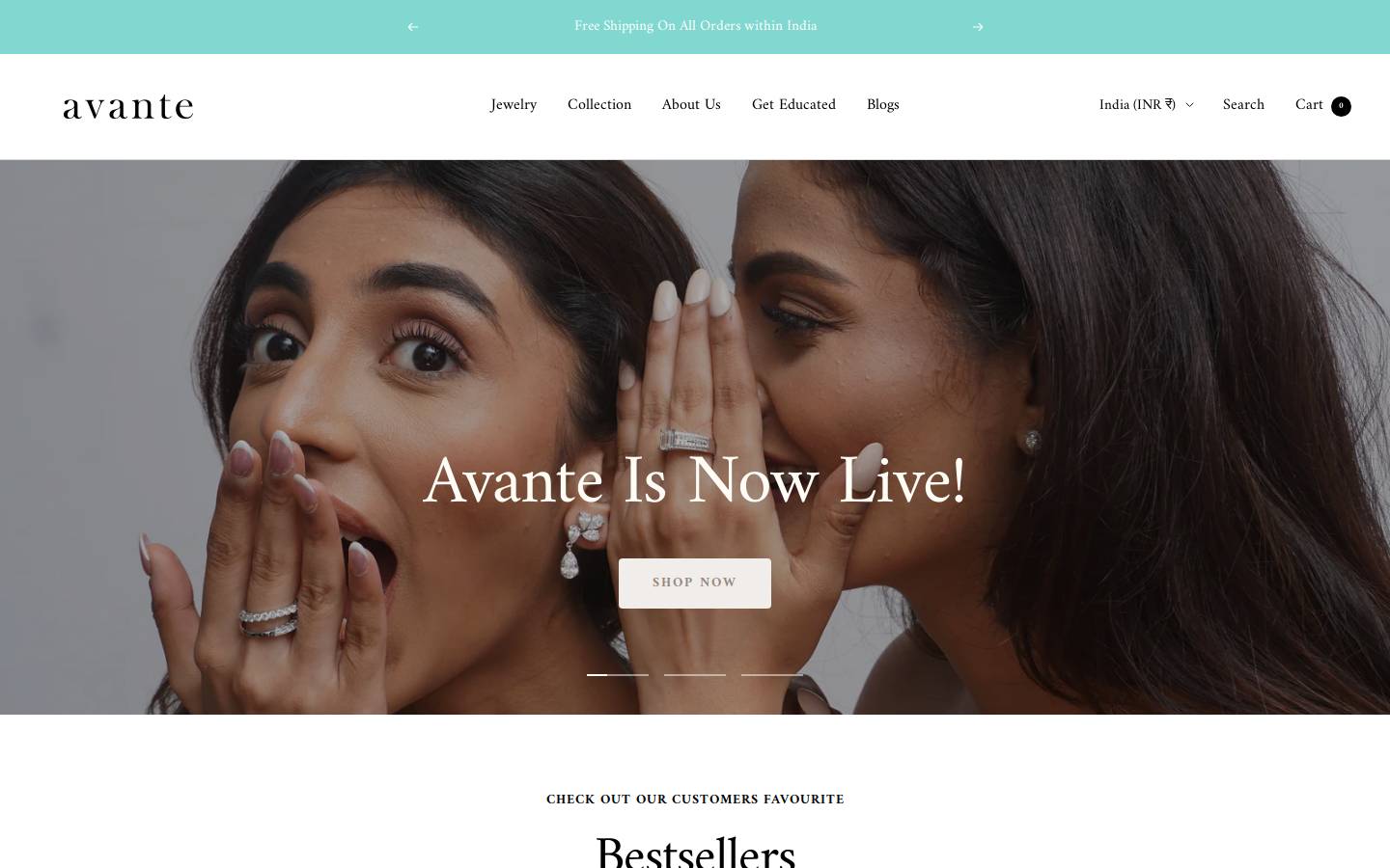 avantejewels.com homepage screenshot
