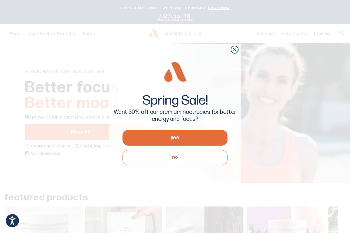 Avantera Health homepage screenshot