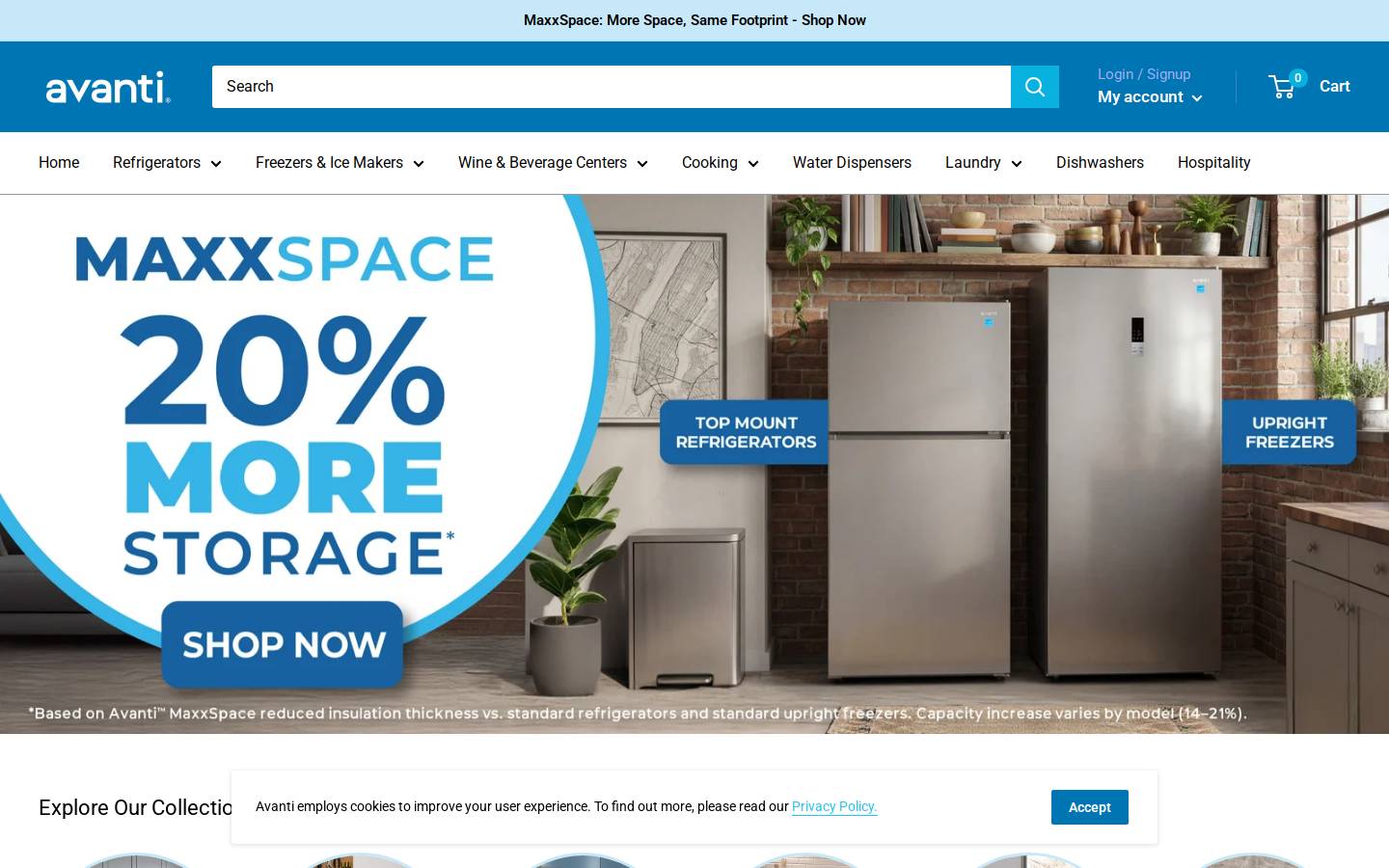 avantiproducts.com homepage screenshot