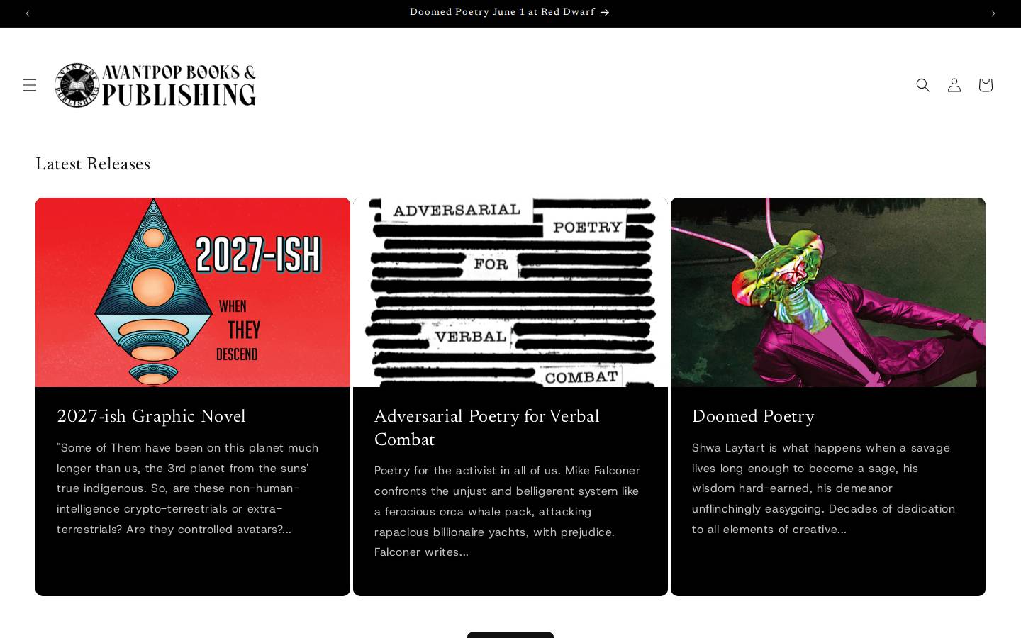 avantpopbooks.com homepage screenshot