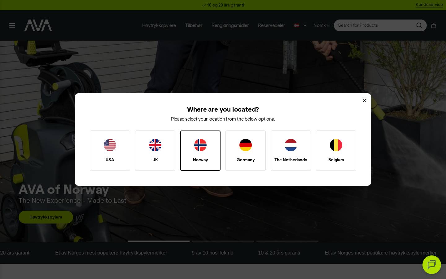Avaofnorway.no homepage screenshot