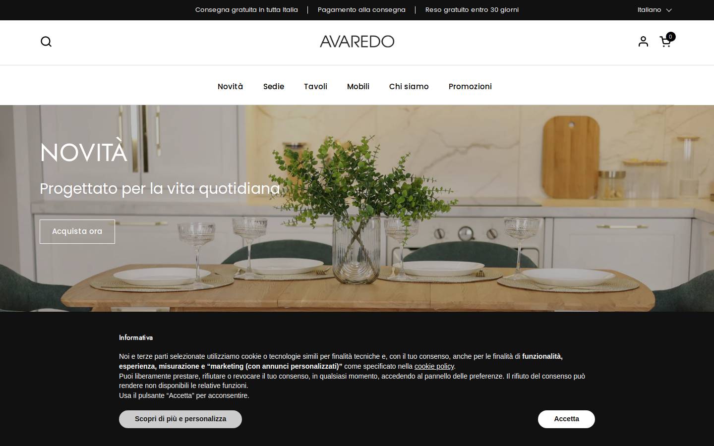 Avaredo homepage screenshot