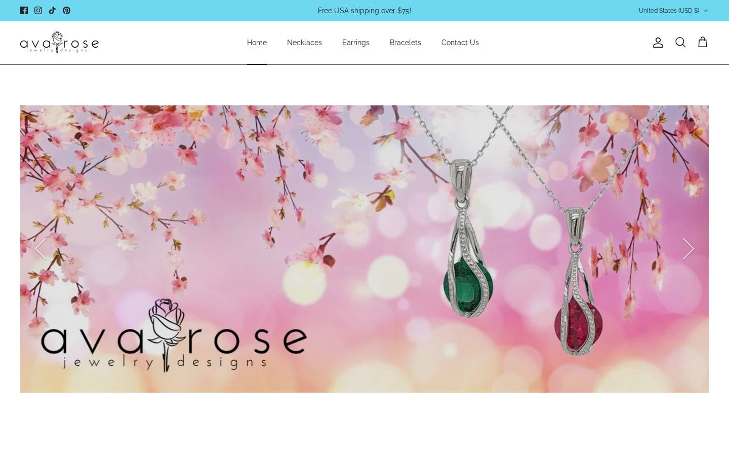 avarosejewelry.com homepage screenshot