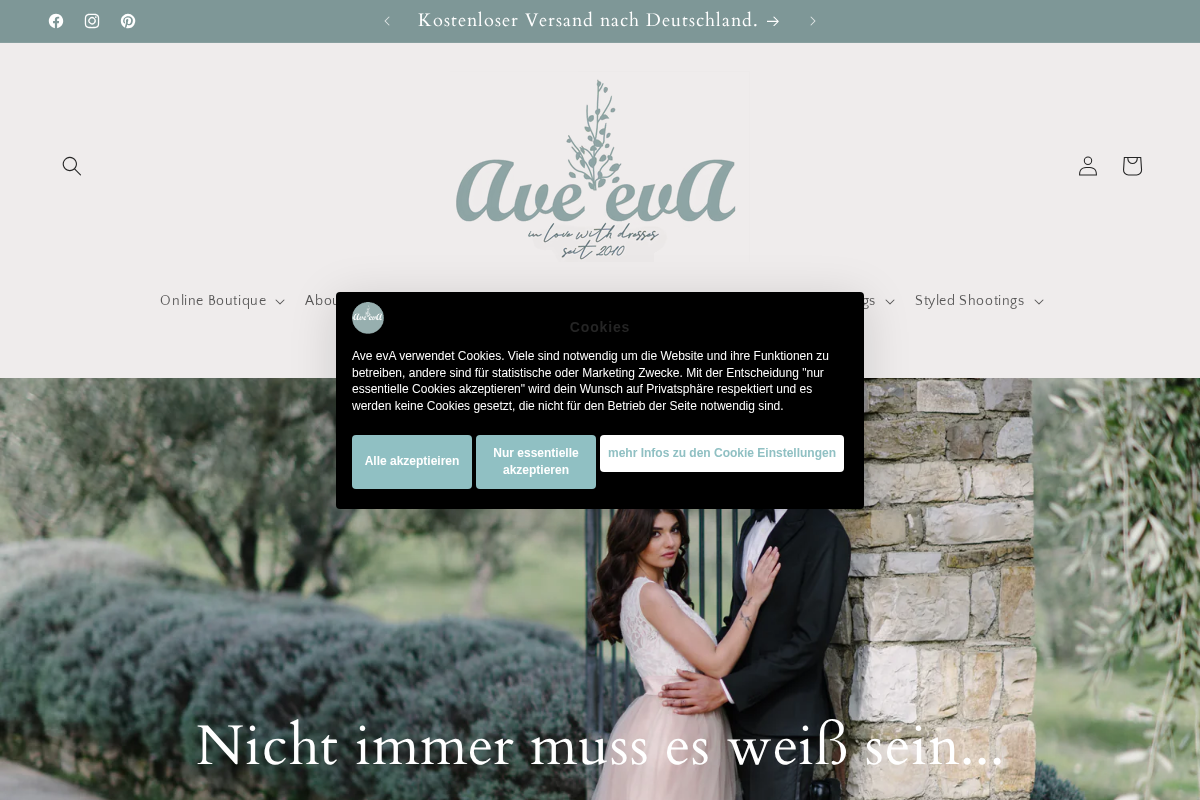 Ave Eva homepage screenshot