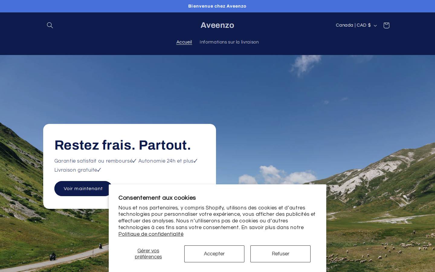 aveenzo.com homepage screenshot