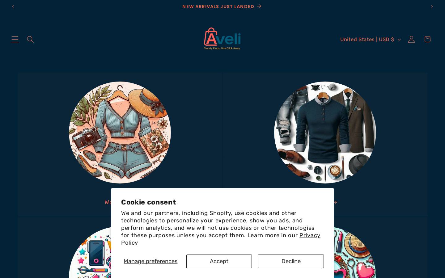 aveli.shop homepage screenshot