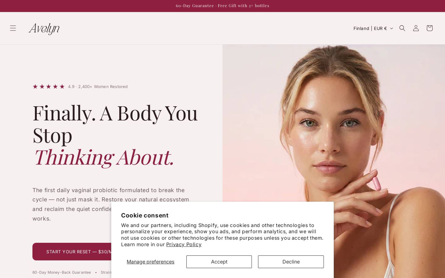 Avelyn.com homepage screenshot