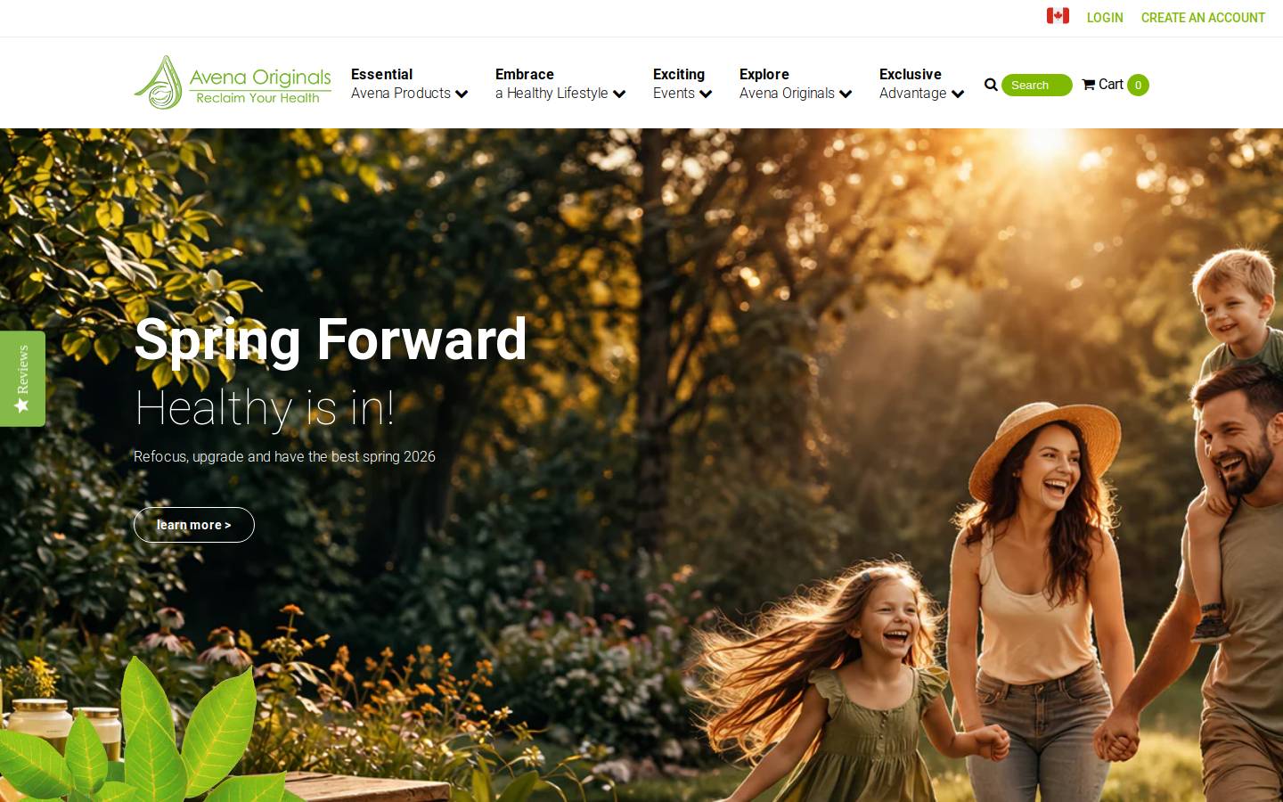 avenaoriginals.ca homepage screenshot