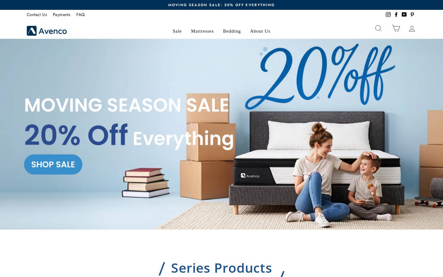 AvencoMattress homepage screenshot