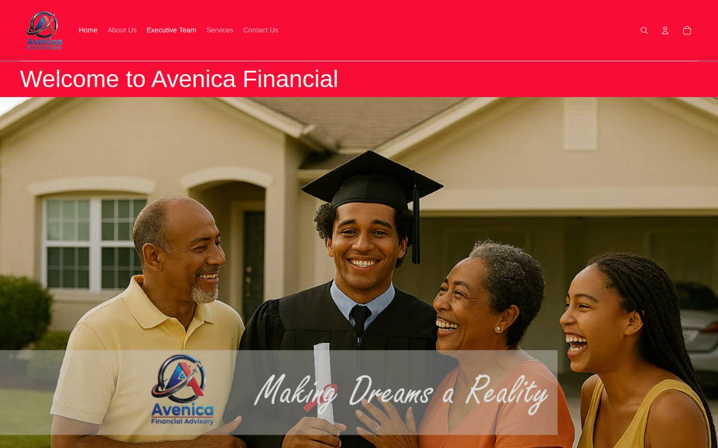 avenicafinancial.com homepage screenshot
