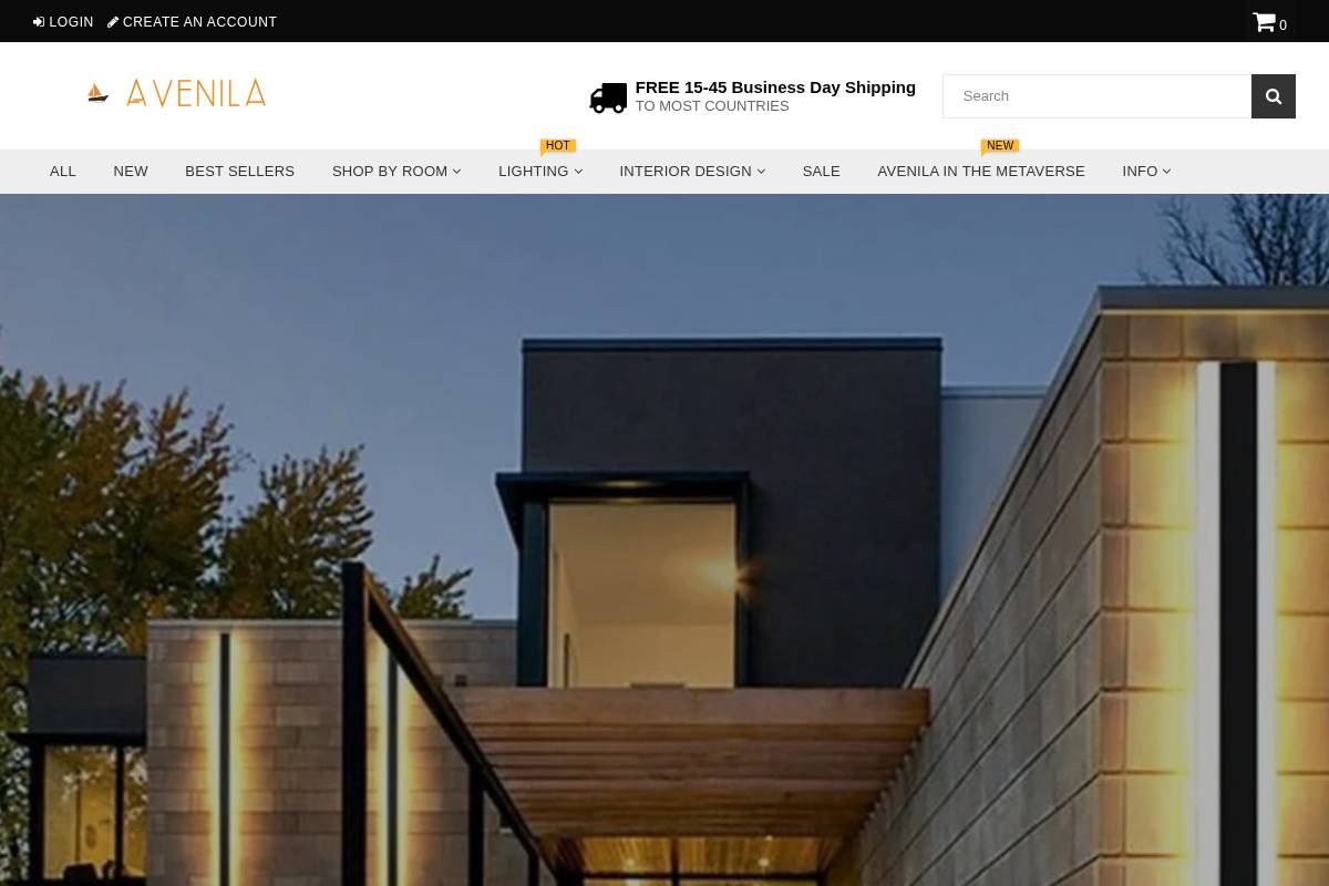 Avenila homepage screenshot