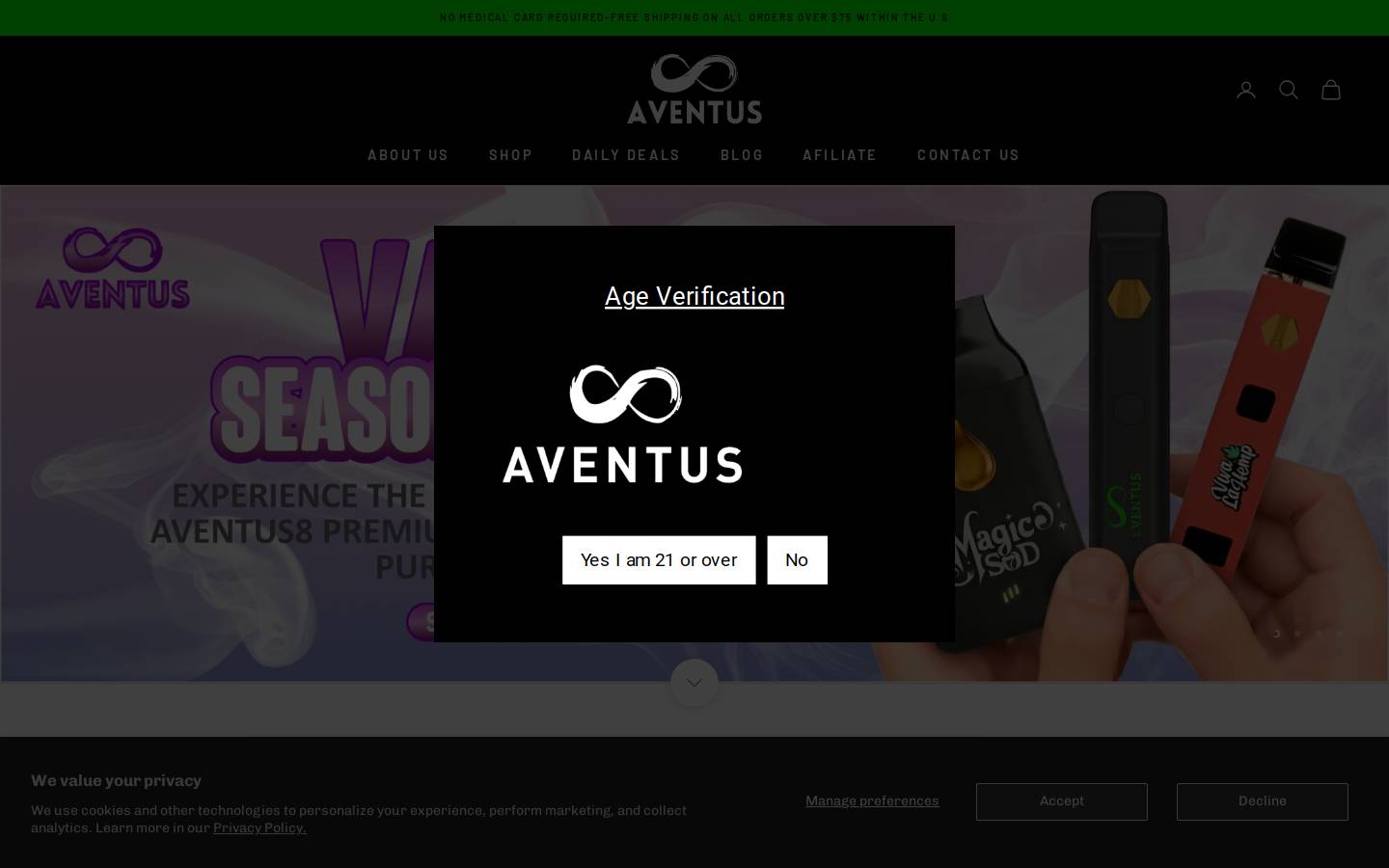 aventus8.com homepage screenshot