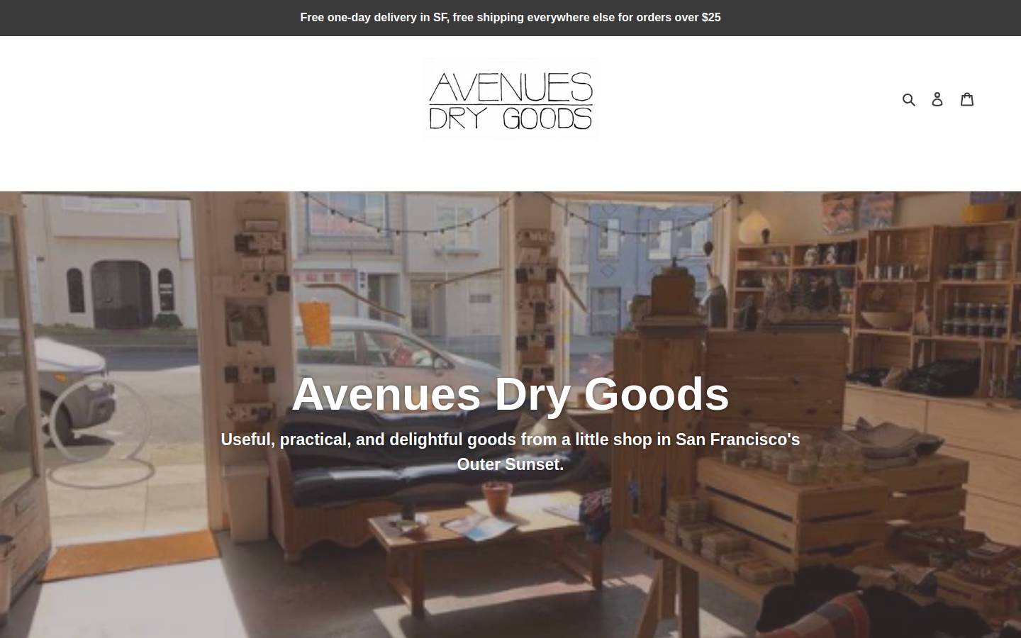 avenuesdrygoods.com homepage screenshot
