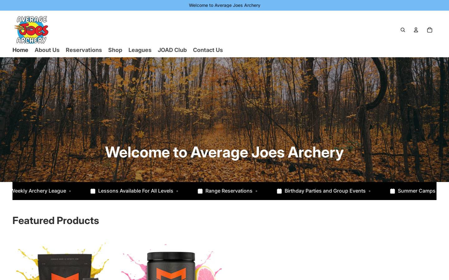 averagejoesarchery.com homepage screenshot