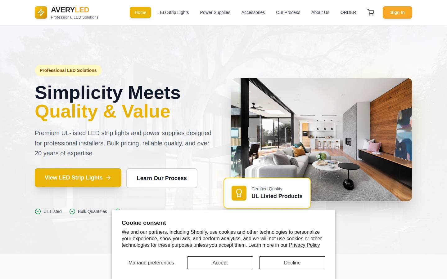 averyled.com homepage screenshot