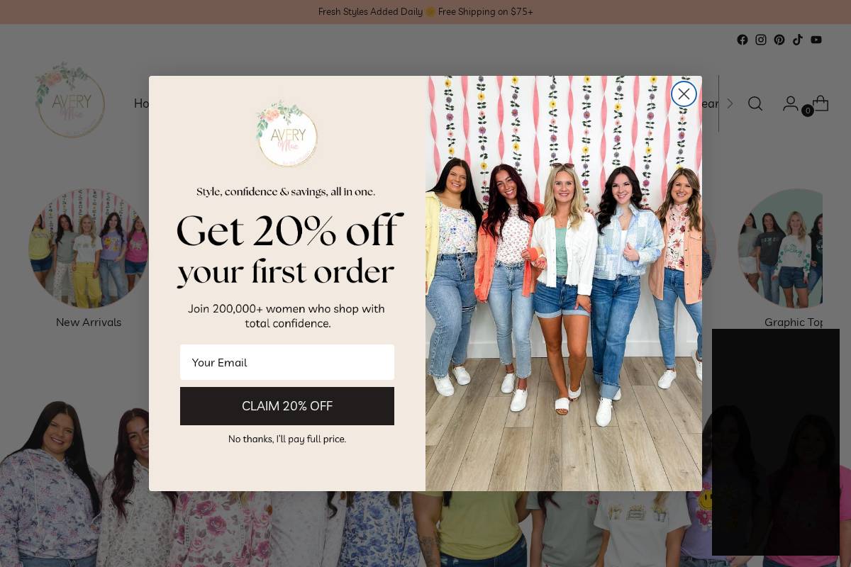 averymae.com homepage screenshot