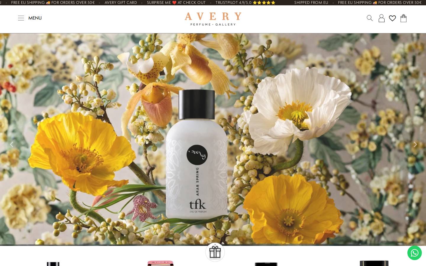 Avery Perfume Gallery homepage screenshot