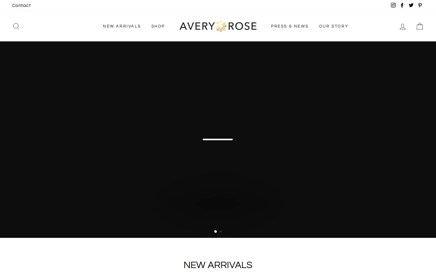 averyroseluxe.com homepage screenshot