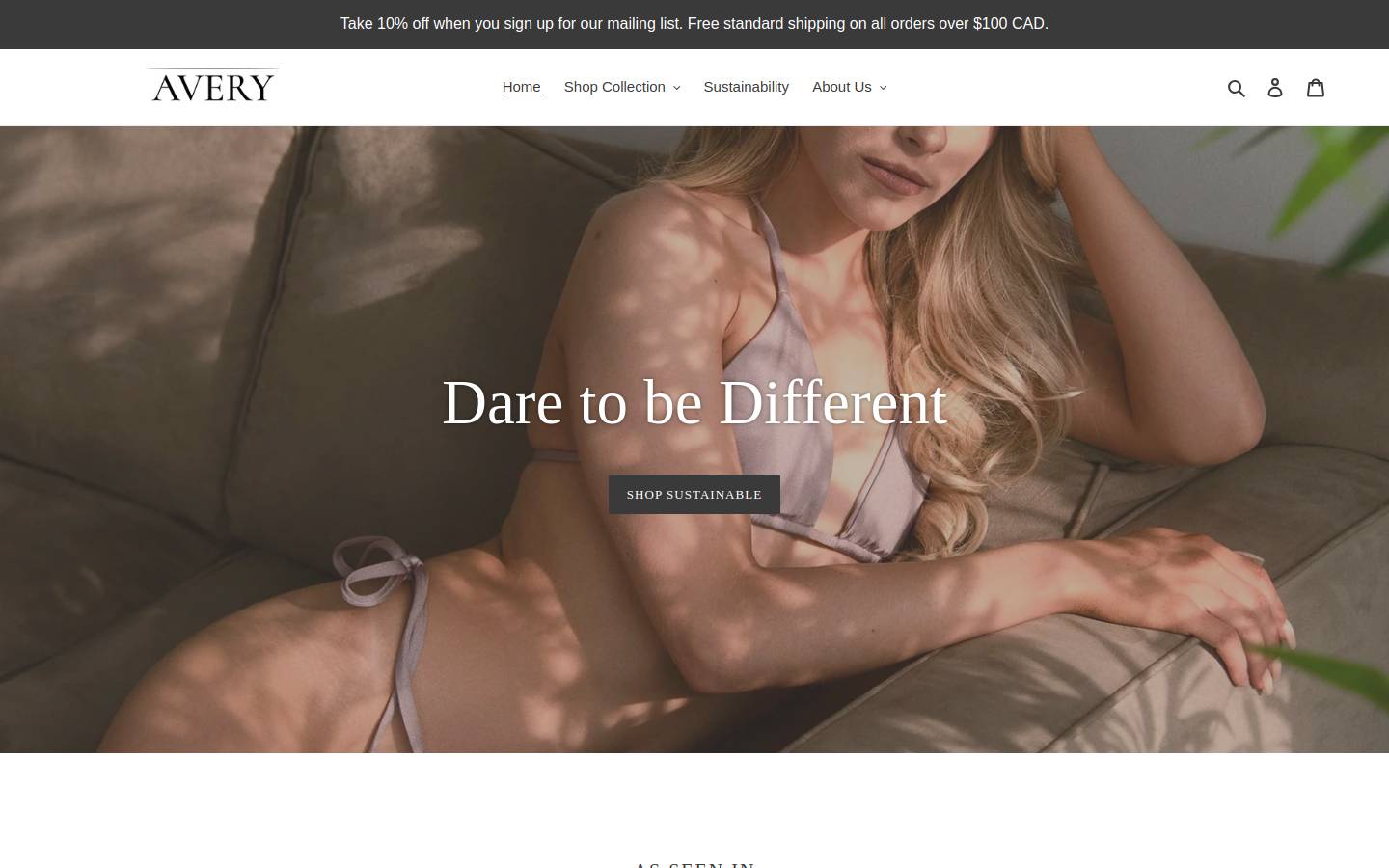 averyswimwear.com homepage screenshot
