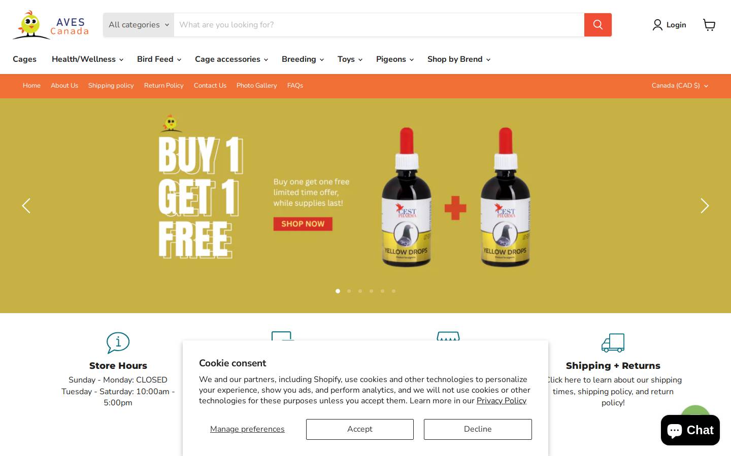 avescanada.com homepage screenshot