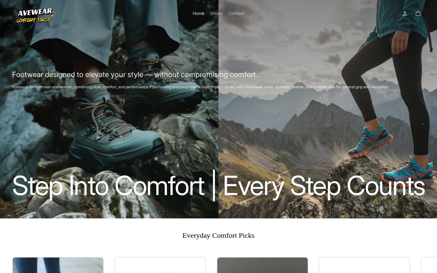 avewear.com homepage screenshot