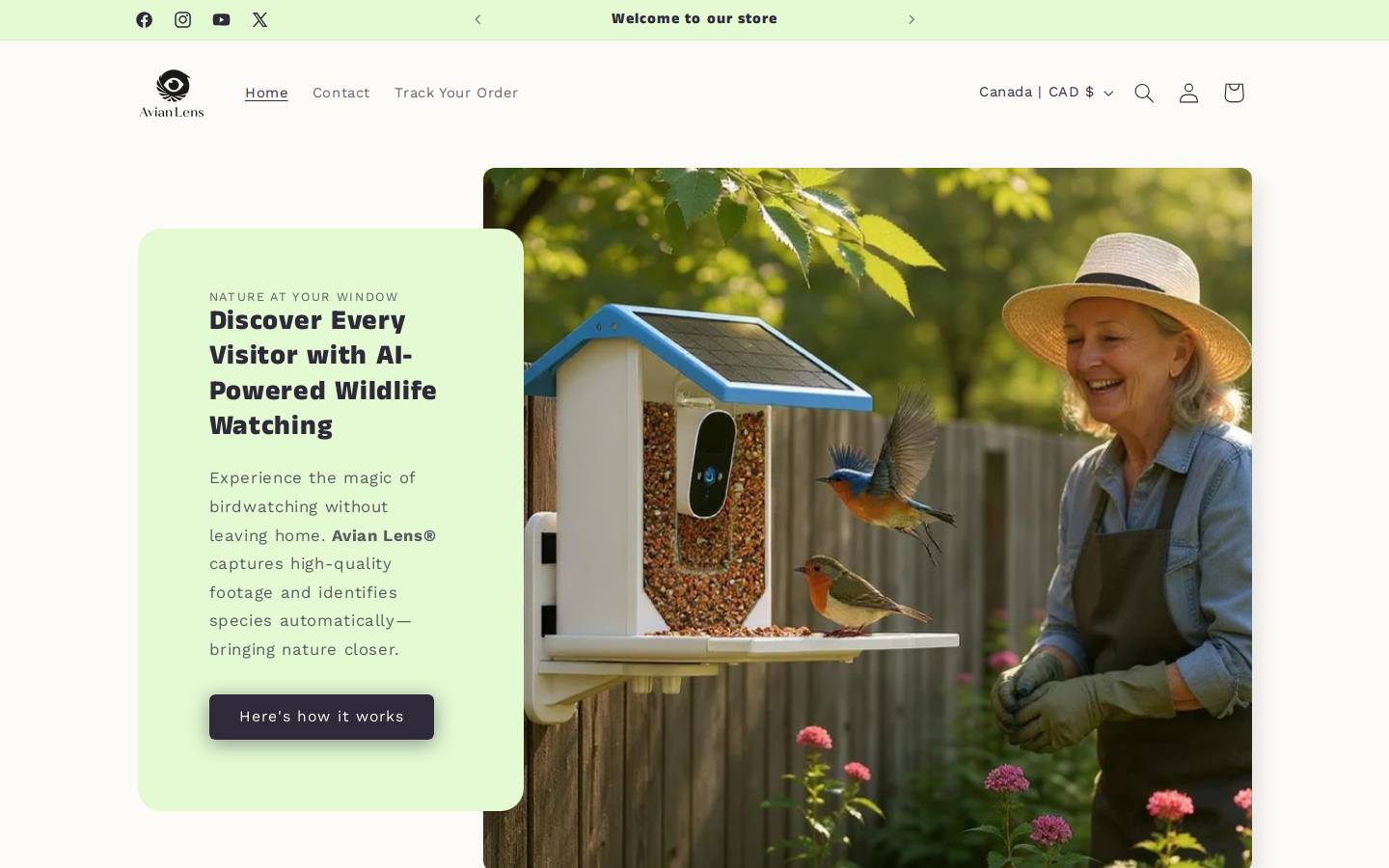 Avian Lens homepage screenshot