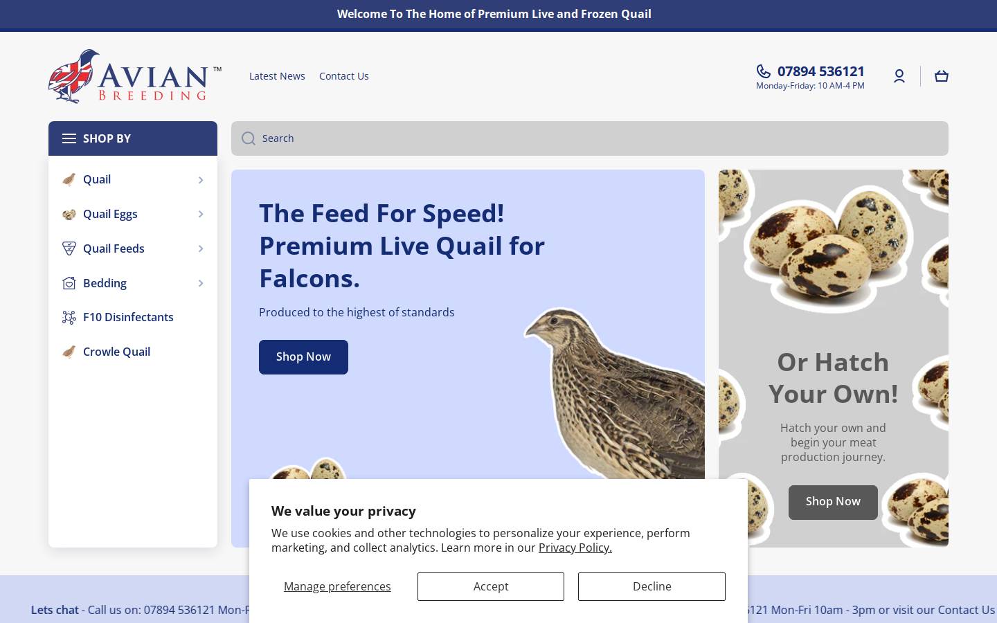 avianbreeding.com homepage screenshot