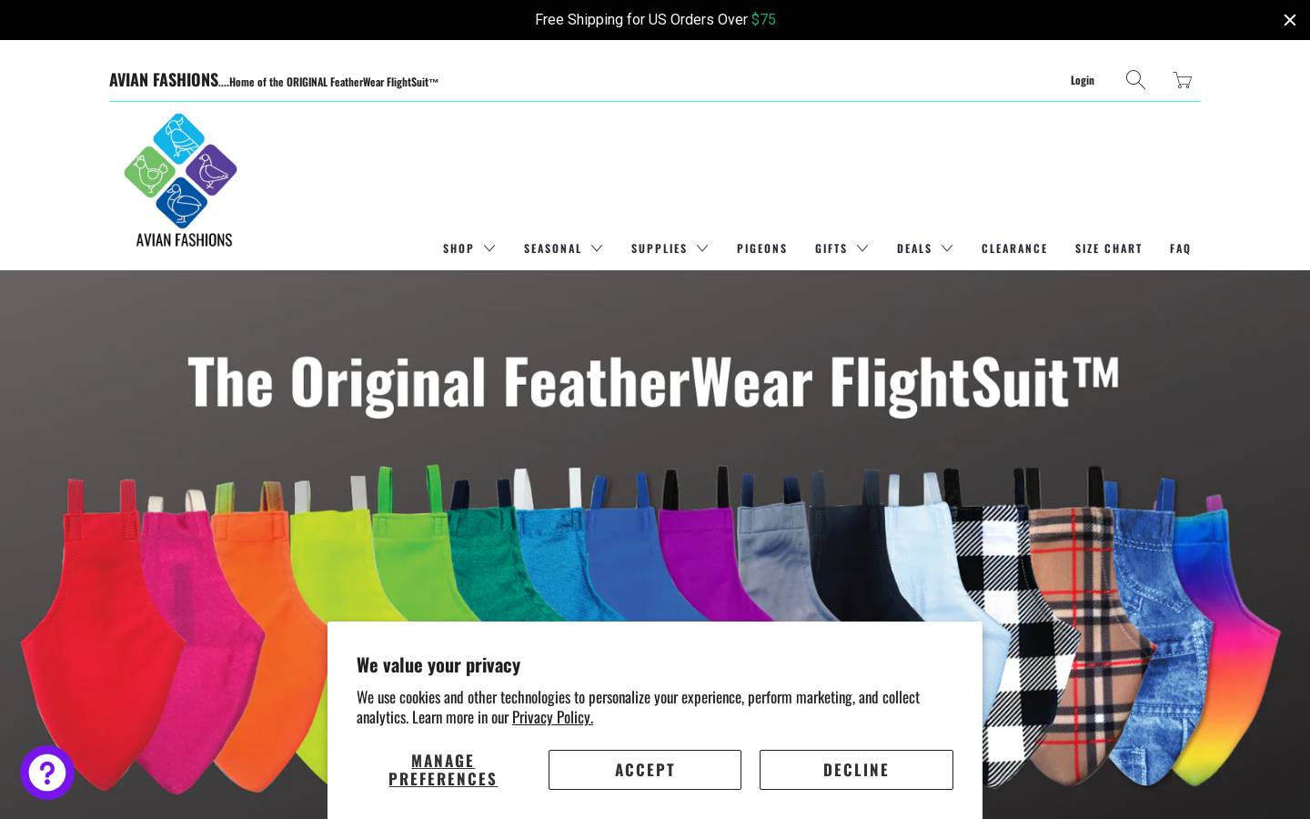 avianfashions.com homepage screenshot