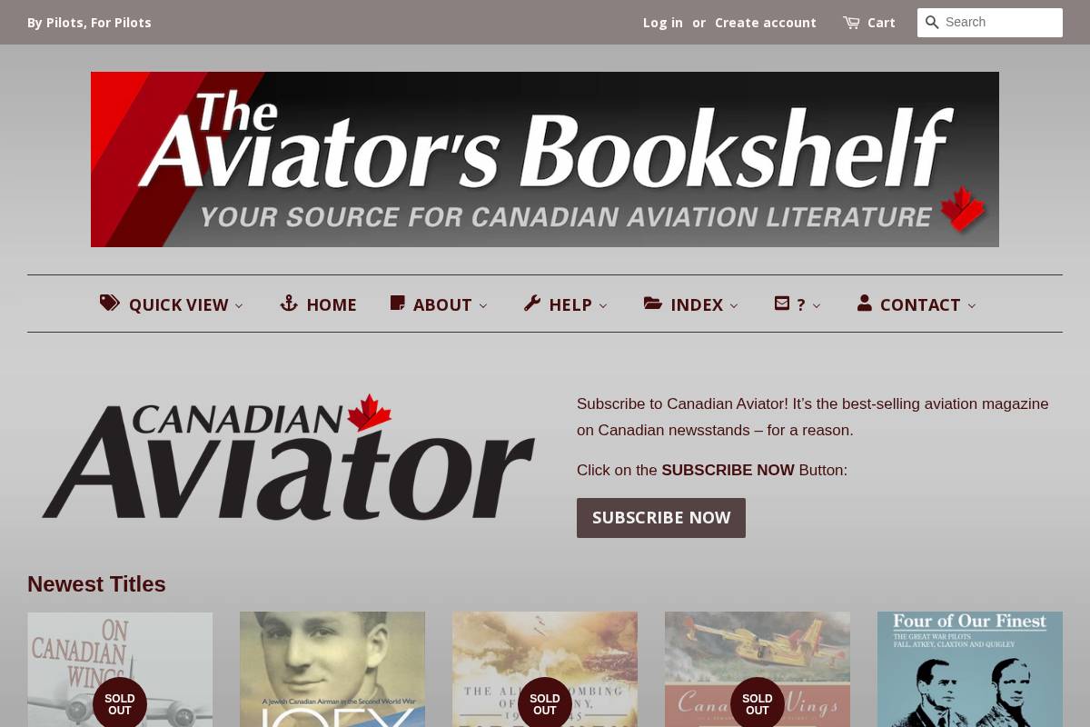 The Aviator's Bookshelf homepage screenshot