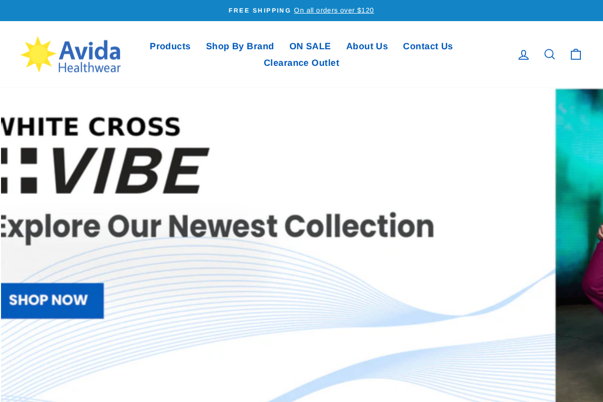 avidahealthwear.com homepage screenshot