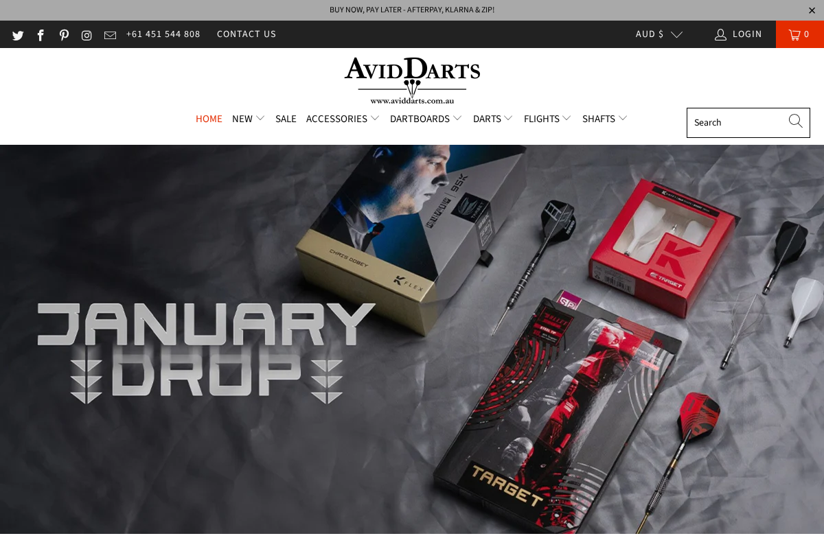 Avid Darts homepage screenshot