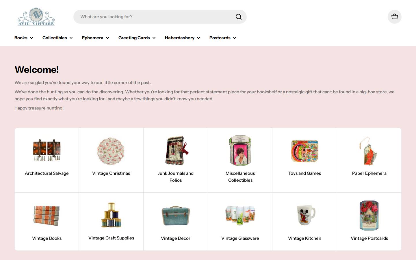 avidvintage.com homepage screenshot