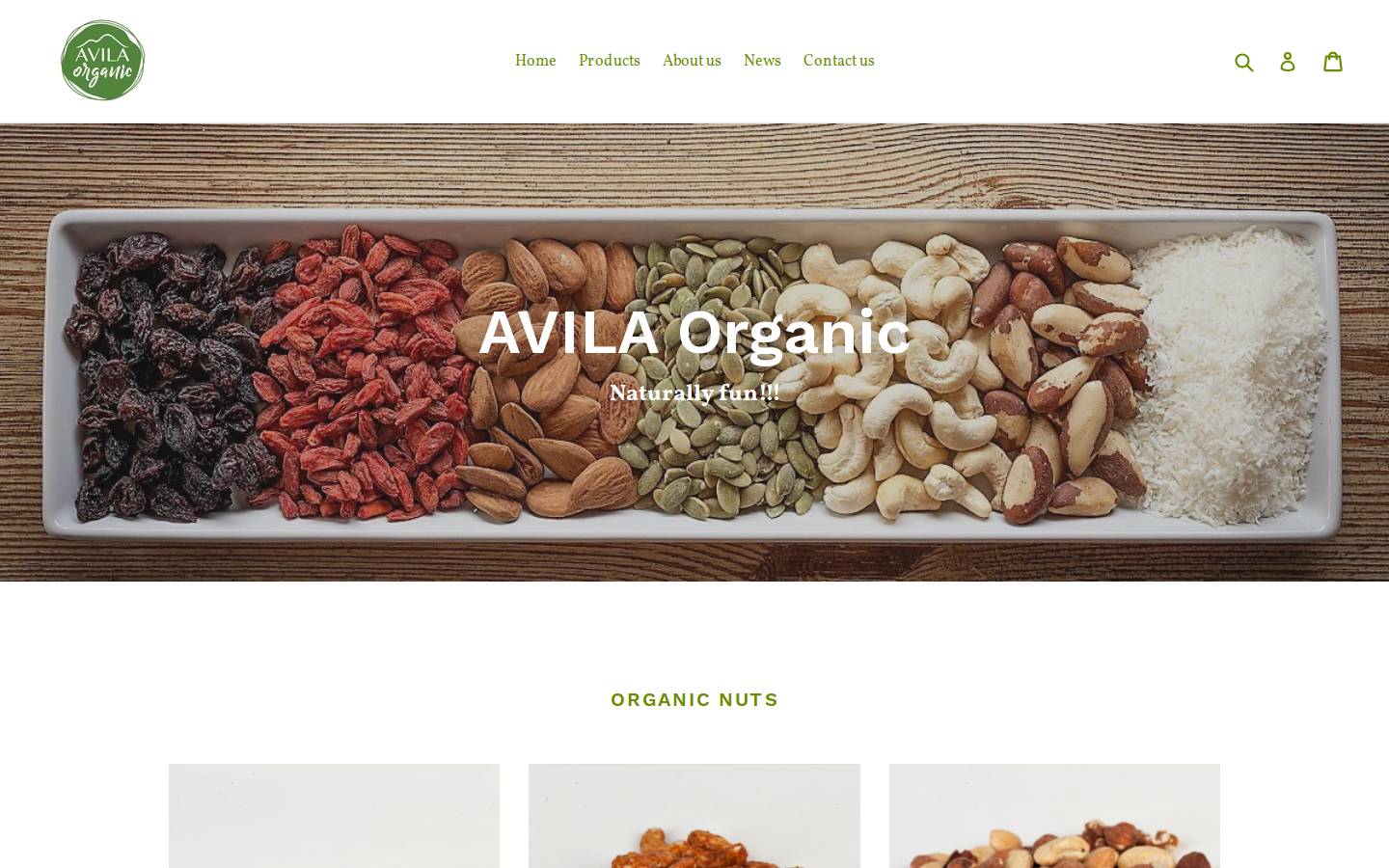 avilaorganic.com homepage screenshot